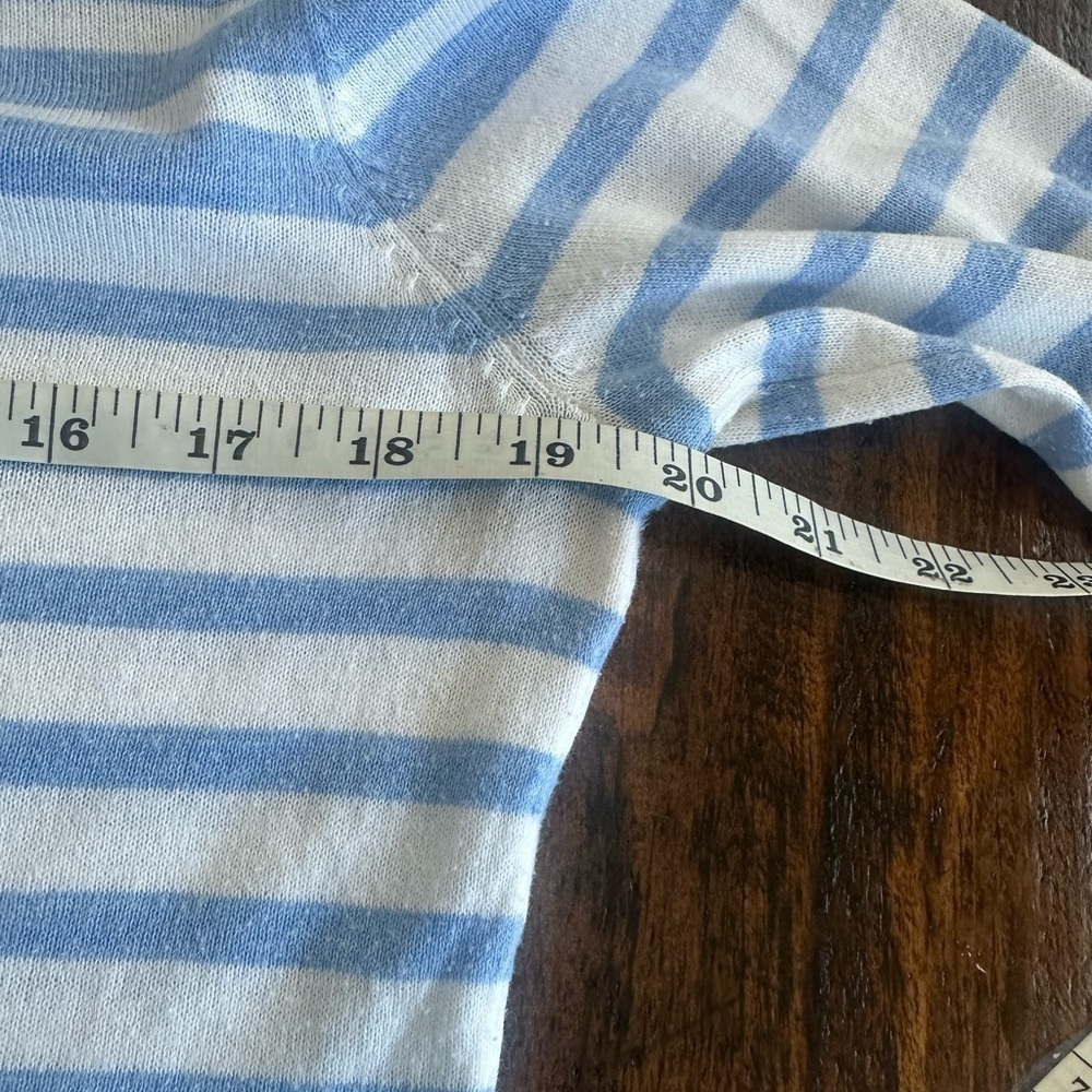 J. McLaughlin | Blue & White Striped Boatneck Lightweight Sweater - Picture 7 of 8